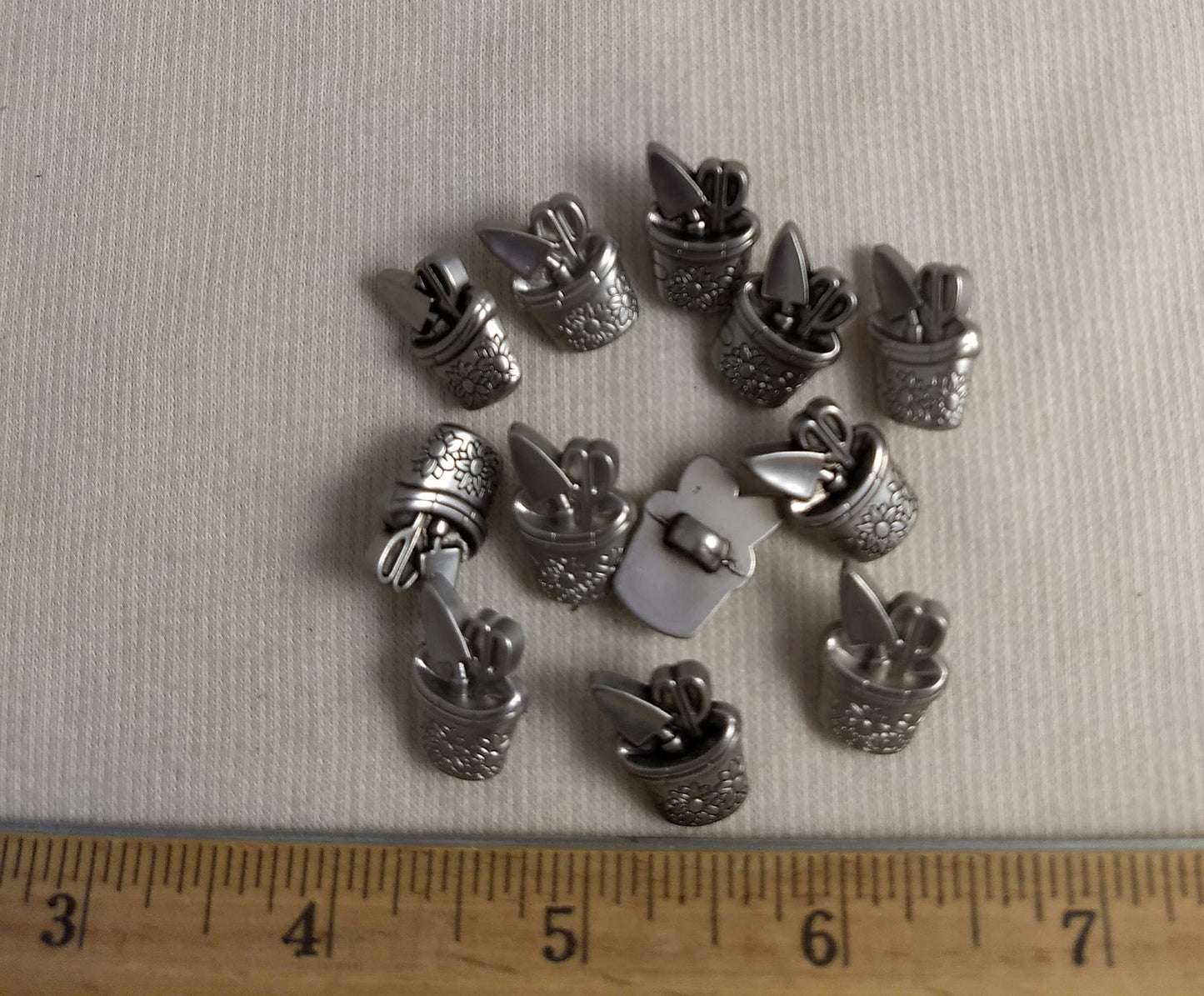 Button #Y5798 #Shank #Silver #Plant-Pot #Abs #55pc