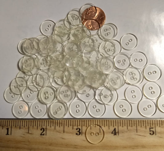 Button #Basic #Placket #2 Hole #Clear #Polyester #10pc