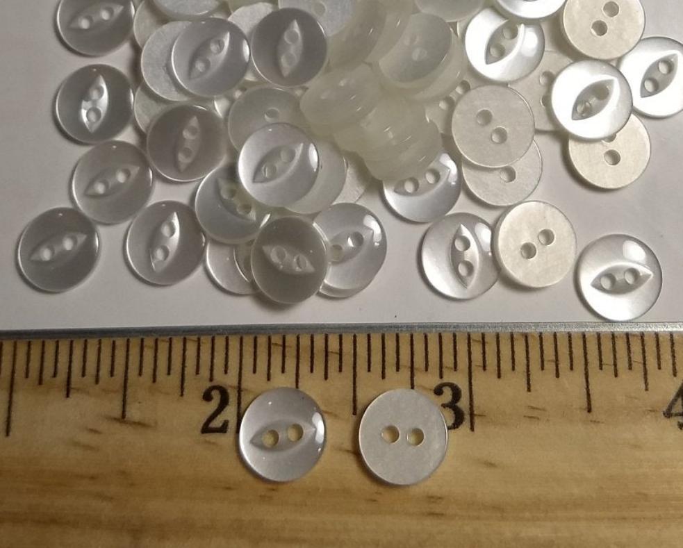 Button #Fisheye #2 Hole #Pearl #Basic #Polyester #10pc