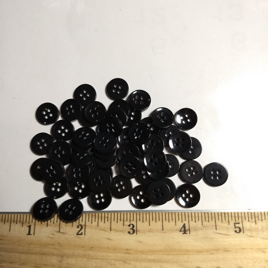 Button #Basic #Como #4 Hole #Black #Rim #Polyester #10pc