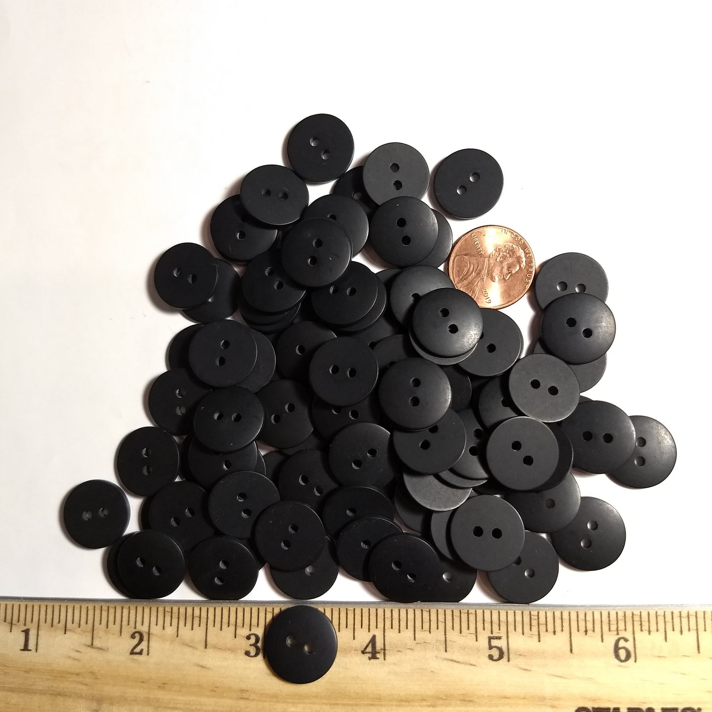 Button #P-Dome #2 Hole #Black #Basic #Polyester #10pc