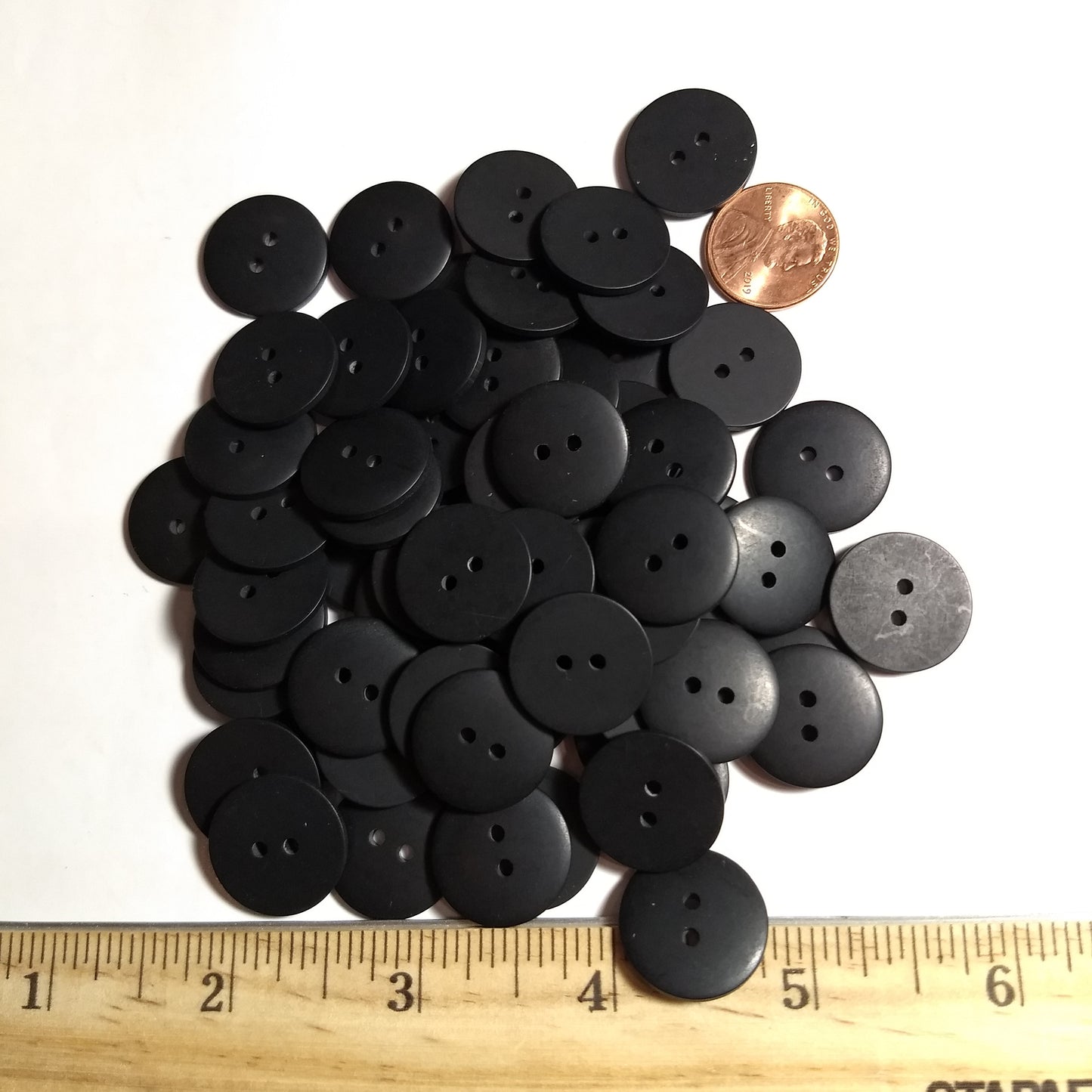 Button #P-Dome #2 Hole #Black #Basic #Polyester #10pc