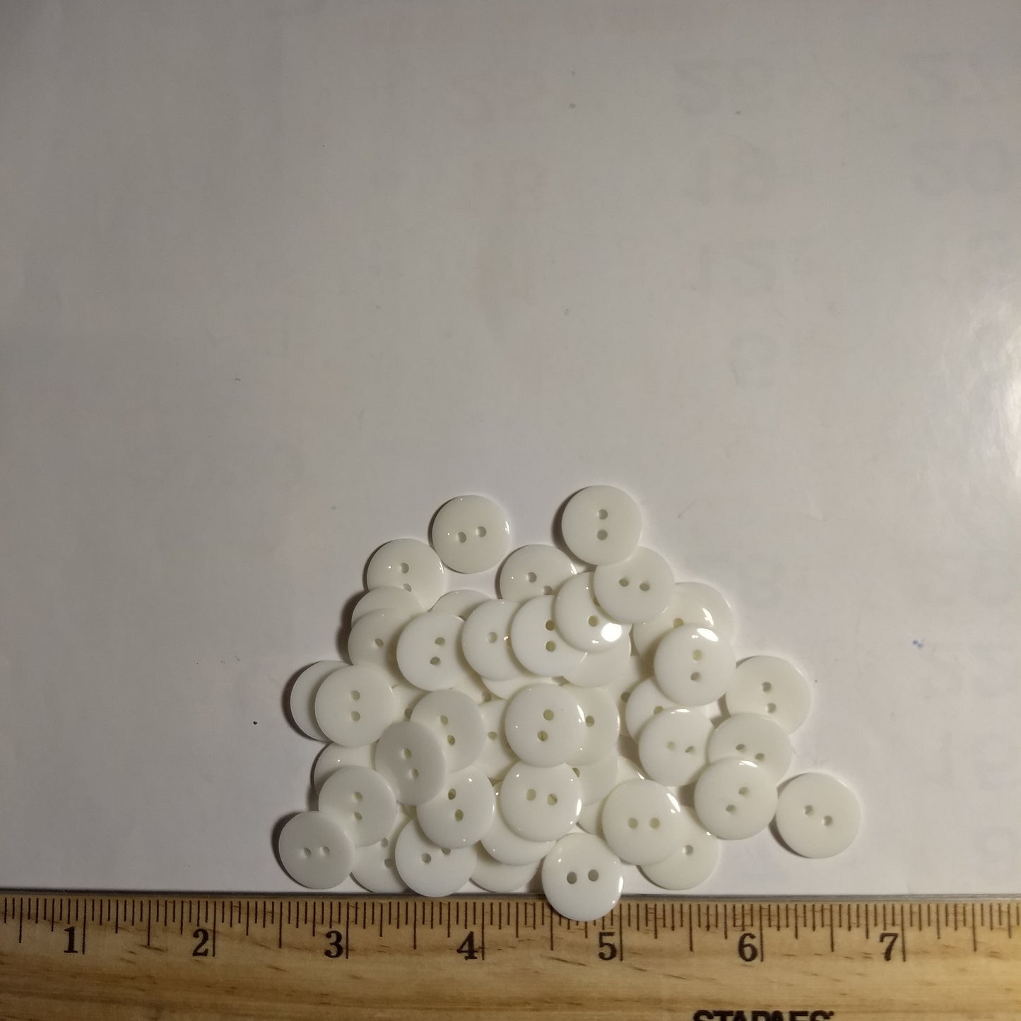 Button #P-Dome #2 Hole #White #Basic #Polyester #10pc
