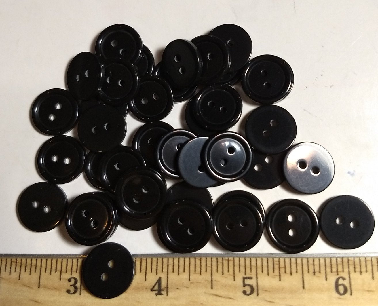 Button #P-Rim #2 Hole #Black #Basic #Rim #Polyester #10pc