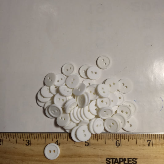 Button #Basic #P-Rim #2 Hole #White #Rim #Polyester #10pc