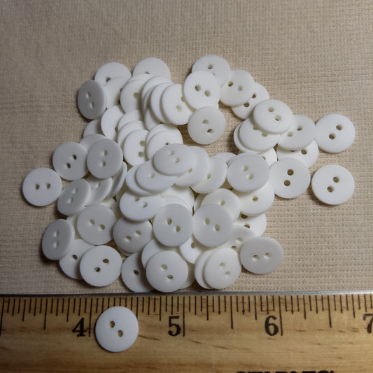 Button #Basic #P-Dome #2 Hole #White #Polyester #10pc