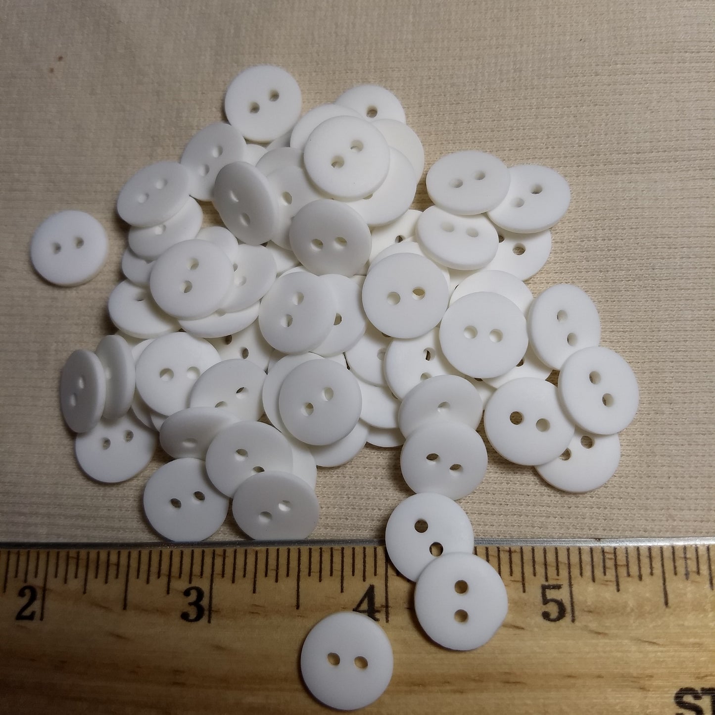 Button #P-Dome #2 Hole #White #Basic #Polyester #10pc