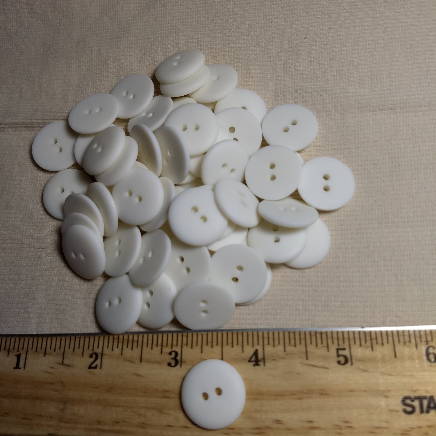 Button #P-Dome #2 Hole #White #Basic #Polyester #10pc