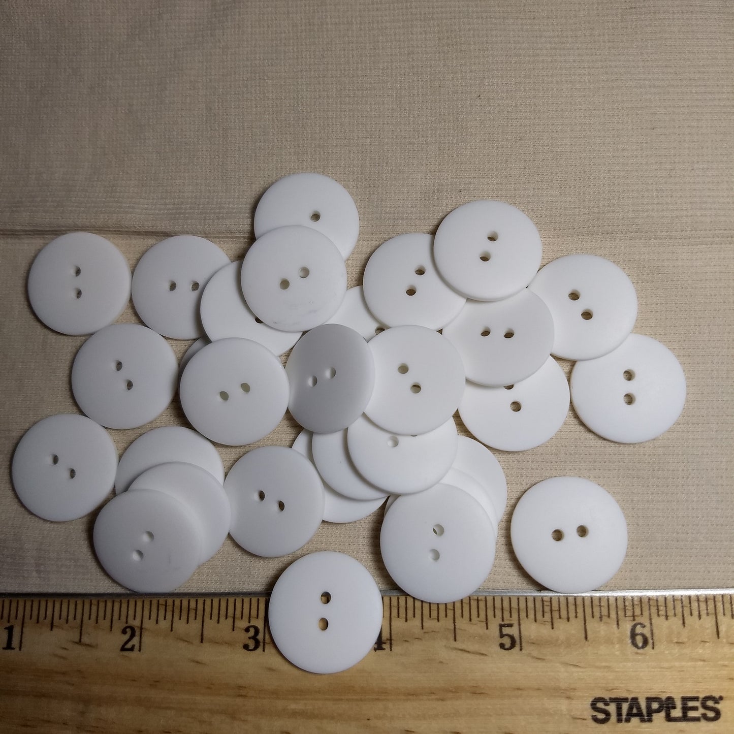 Button #P-Dome #2 Hole #White #Basic #Polyester #10pc