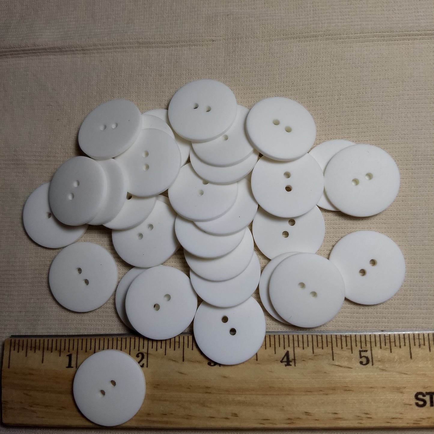 Button #P-Dome #2 Hole #White #Basic #Polyester #10pc