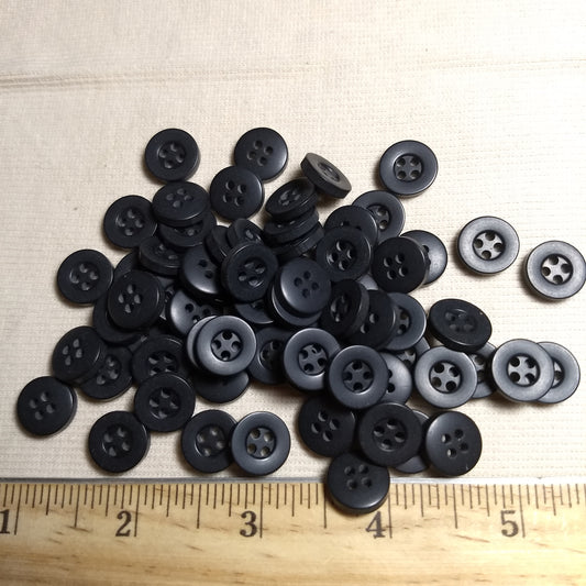 Button #Basic #P-Trevor #4 Hole #Black #Rim #Polyester #10pc