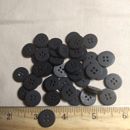 Button #Basic #Poker-Chip #4 Hole #Black #Polyester #10pc