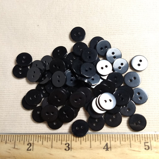 Button  #Basic #P-Poker #2 Hole #Black #Polyester #10pc