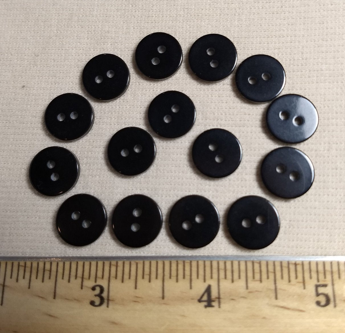Button #P-Poker #2 Hole #Black #Basic #Polyester #10pc