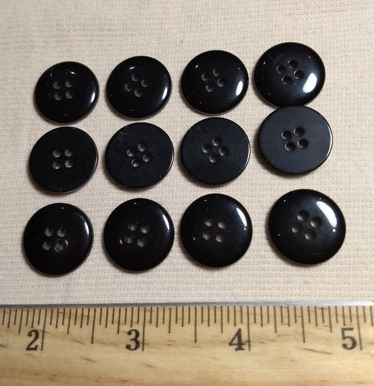 Button #Basic #P-Dome #4 Hole #Black #Polyester #10pc