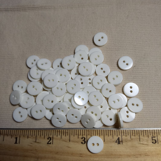 Button #Basic #P-Poker #2 Hole #White #Polyester #10pc