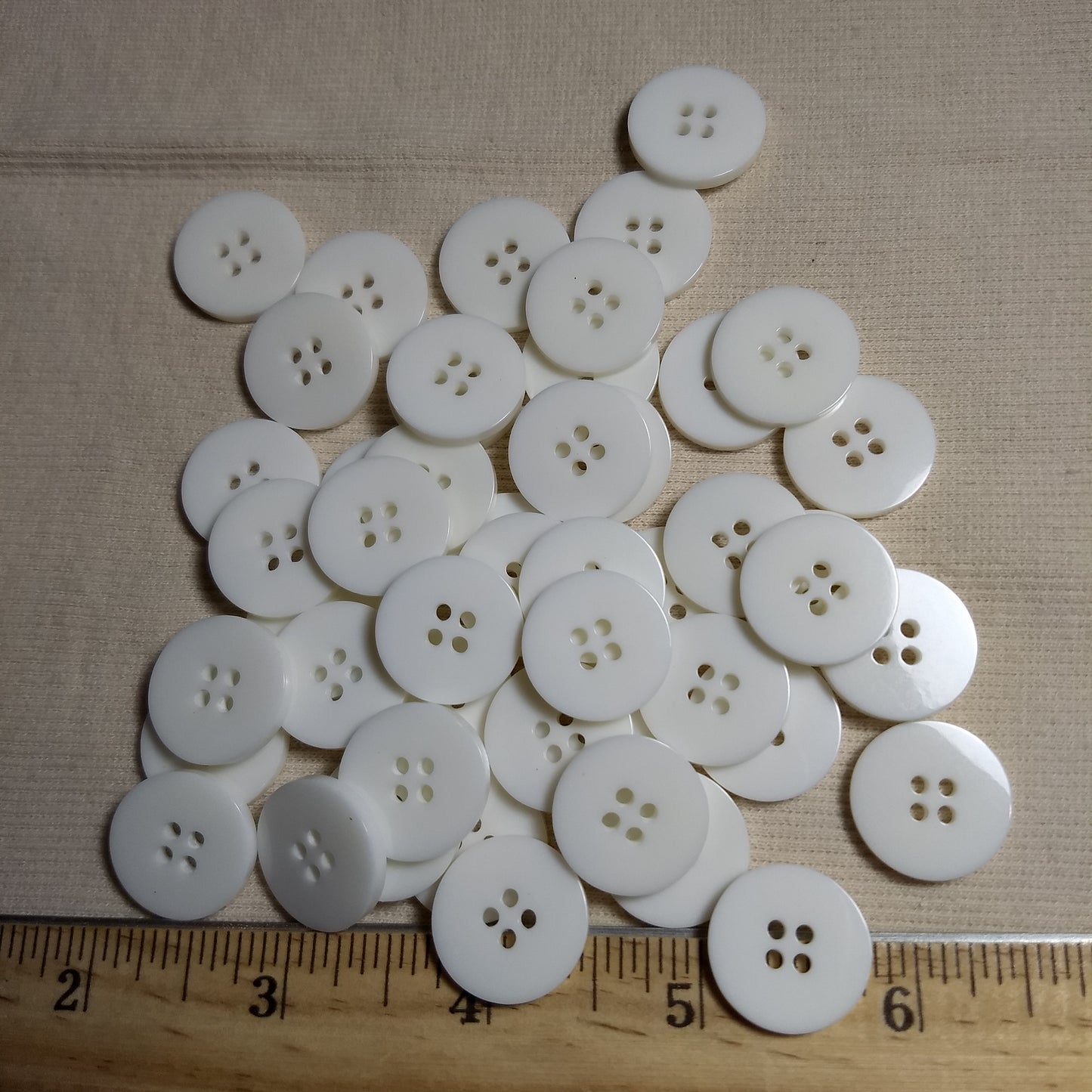 Button #Poker-Chip #4 Hole #White #Basic #Polyester #10pc