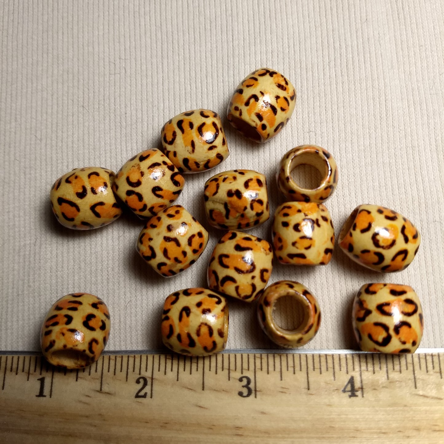 Bead #Barrel #Tan #Wood #Fashion-Printed #25pc