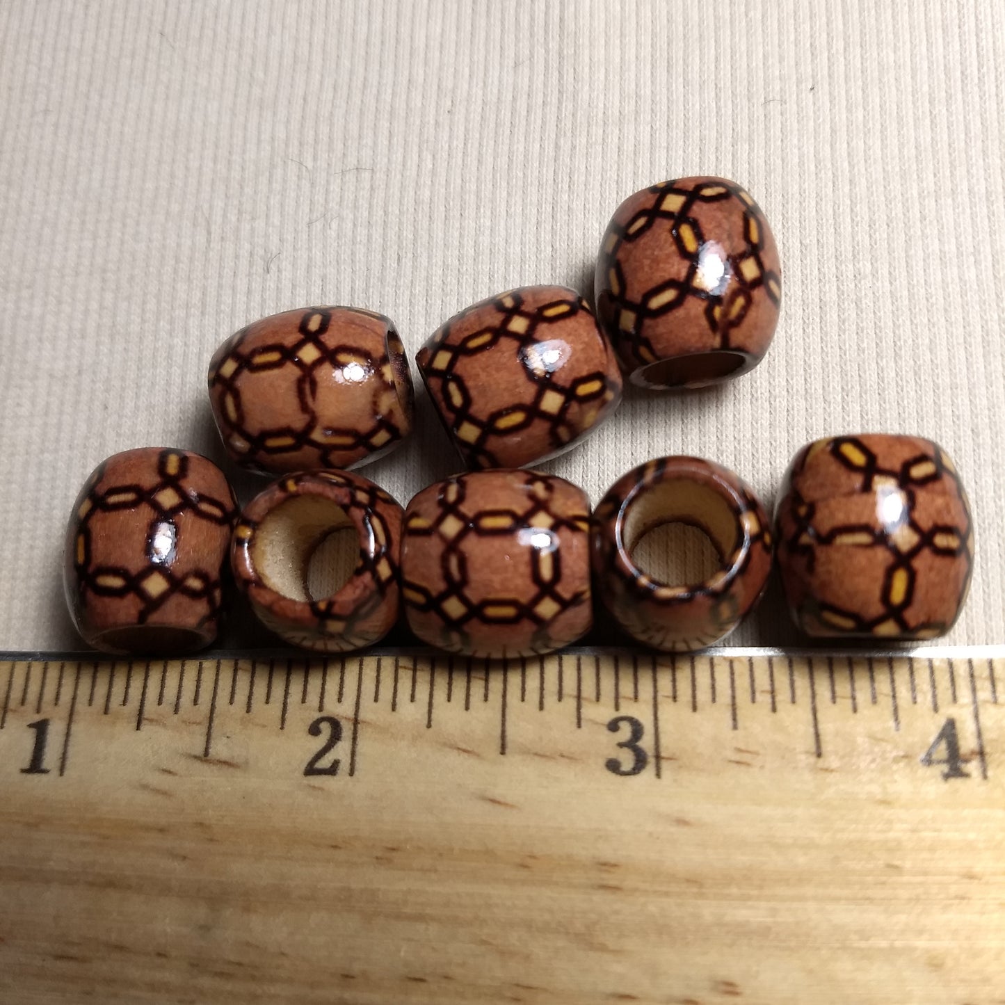 Bead #Brown-Tan #Wood #Fashion-Printed #10pc