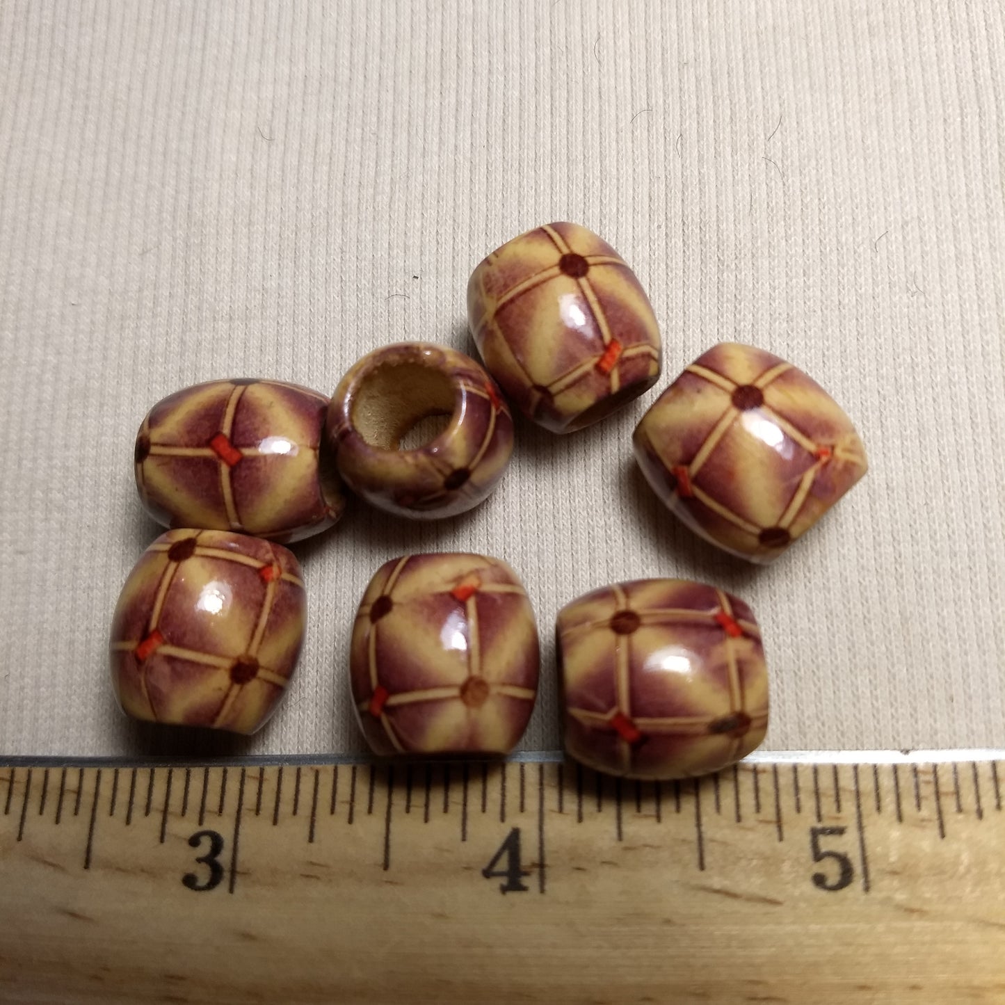Bead #Barrel #Brown #Wood #Fashion-Printed #25pc