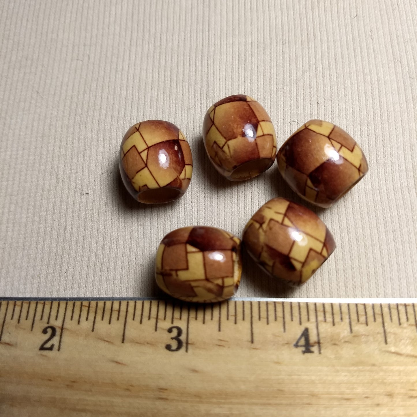 Bead #Barrel #Brown #Wood #Fashion-Printed #25pc
