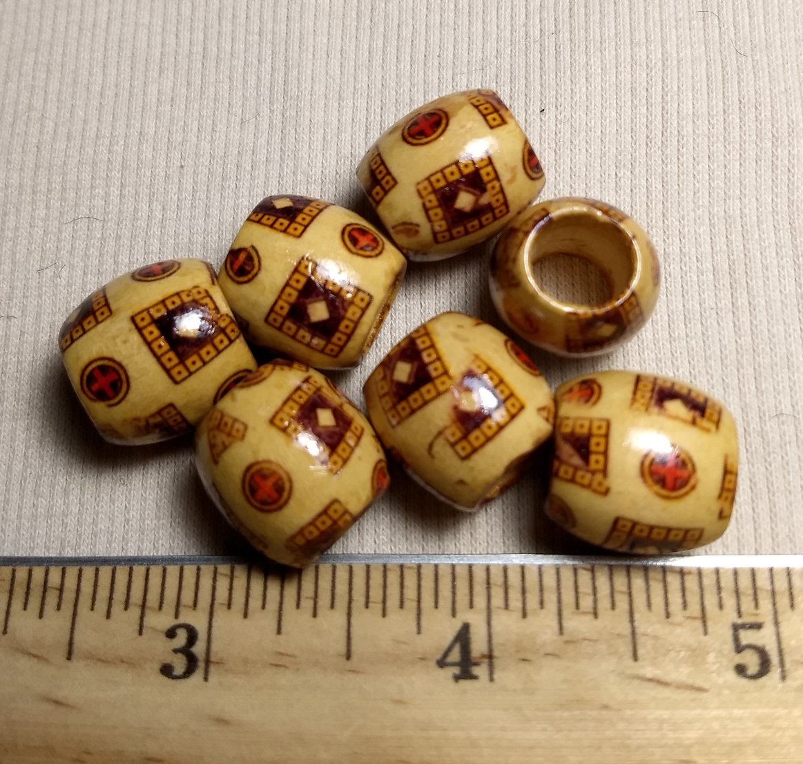 Bead #Barrel #Brown #Wood #Fashion-Printed #25pc