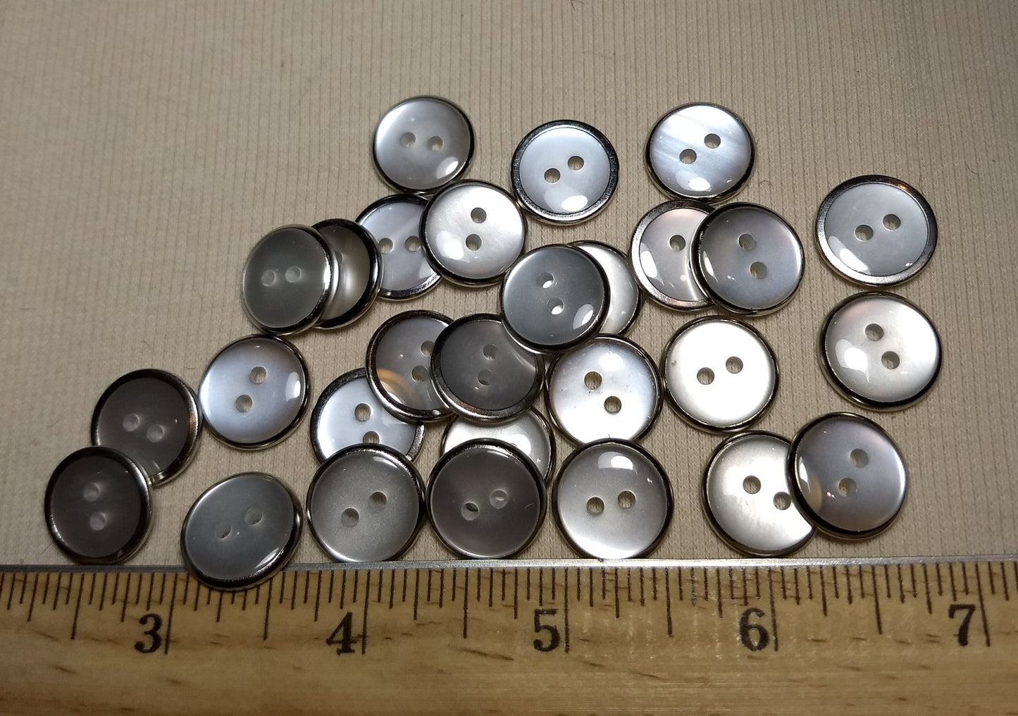 Button #1201 #2 Hole #Pearl #Rim #Polyester #10pc