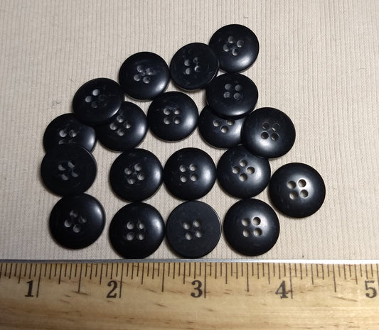 Button #Basic #P-Dome #4 Hole #Black #Polyester #10pc