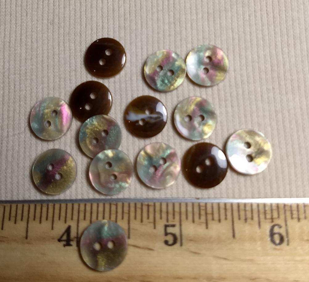 Button #4269 #2 Hole #Brown #Imitation #Shell #Polyester #10pc