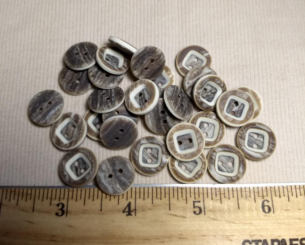 Button #94214 #2 Hole #Brown #Rim #Polyester #10pc
