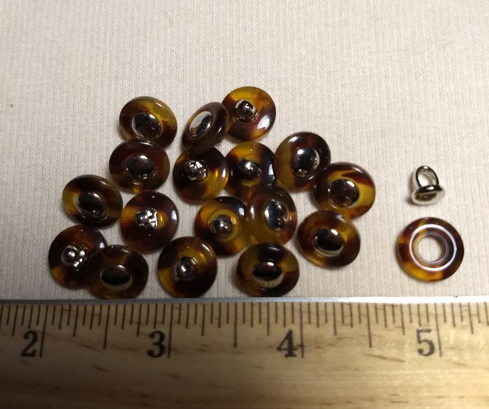 Button #1820 #Shank #Brown #Rim #Polyester #10pc