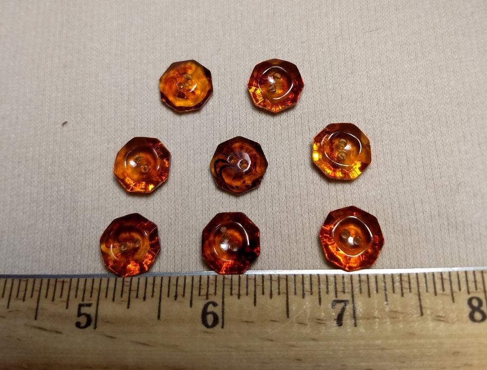 Button #KAD115-2 #2 Hole #Brown #Hexagon #Polyester #10pc