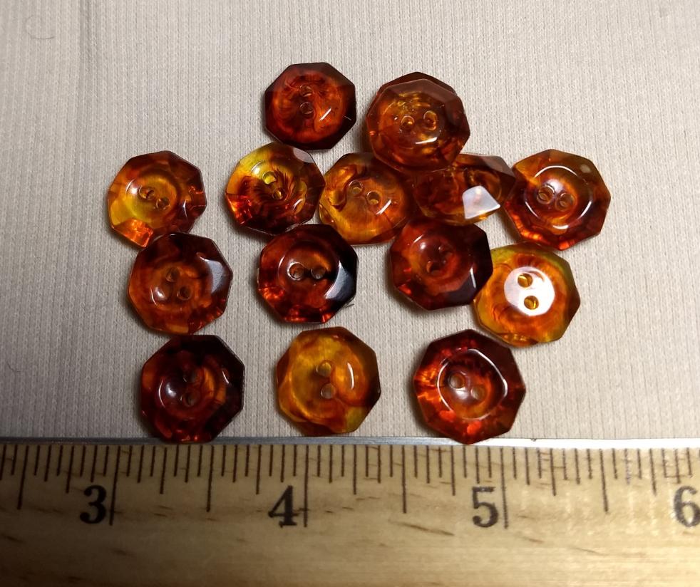 Button #KAD115-2 #2 Hole #Brown #Hexagon #Polyester #10pc