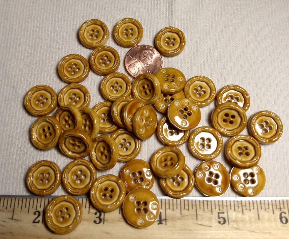 Button #JU1095 #4 Hole #Brown #Imitation #Bamboo #Rim #Abs #10pc