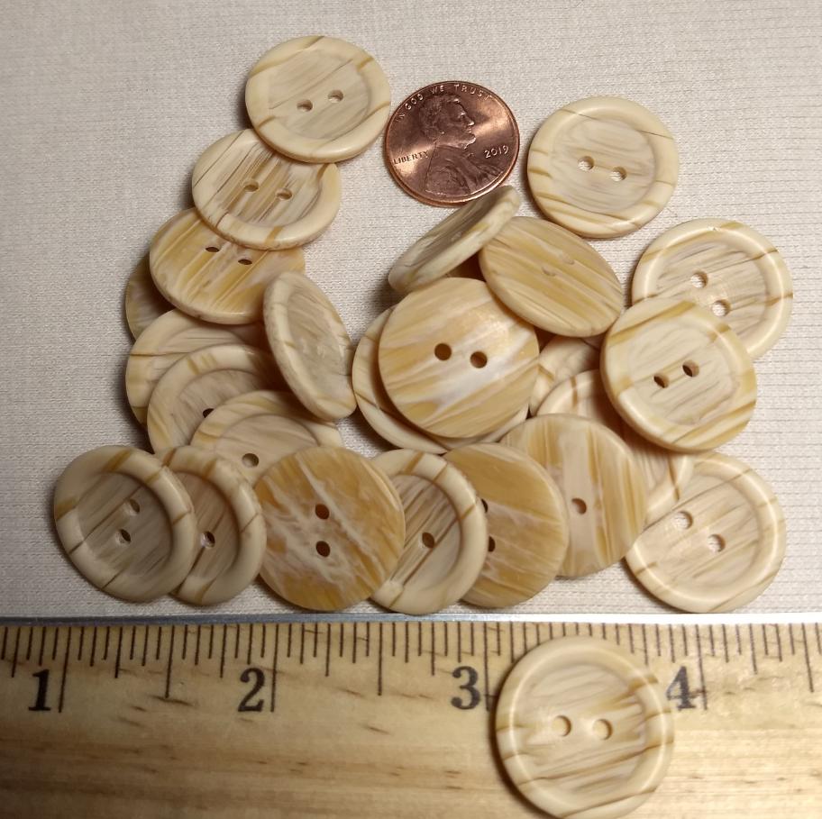 Button #95610 #2 Hole #Cream #Rim #Imitation #Wood #10pc