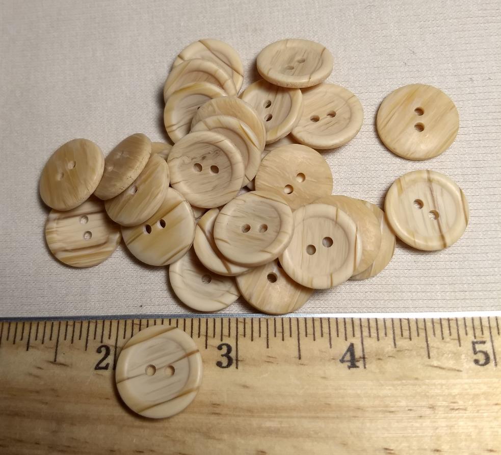 Button #95610 #2 Hole #Cream #Rim #Imitation #Wood #10pc