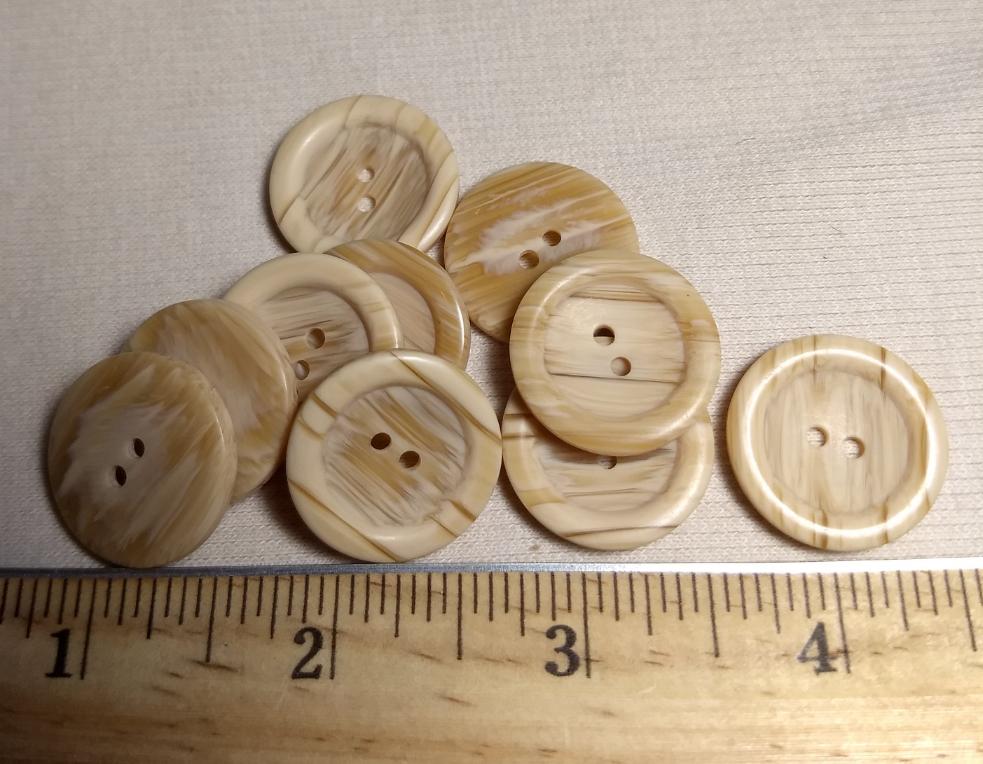 Button #95610 #2 Hole #Cream #Rim #Imitation #Wood #10pc
