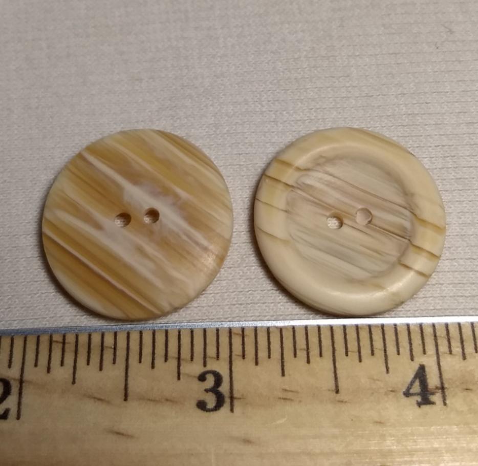 Button #95610 #2 Hole #Cream #Rim #Imitation #Wood #10pc