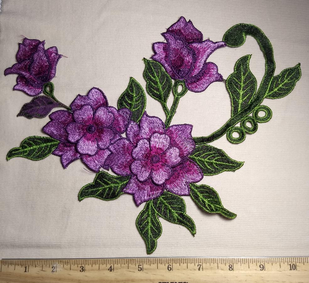 Applique #PAT205 #Purple #Embroidery #Flower #Patch #1pc