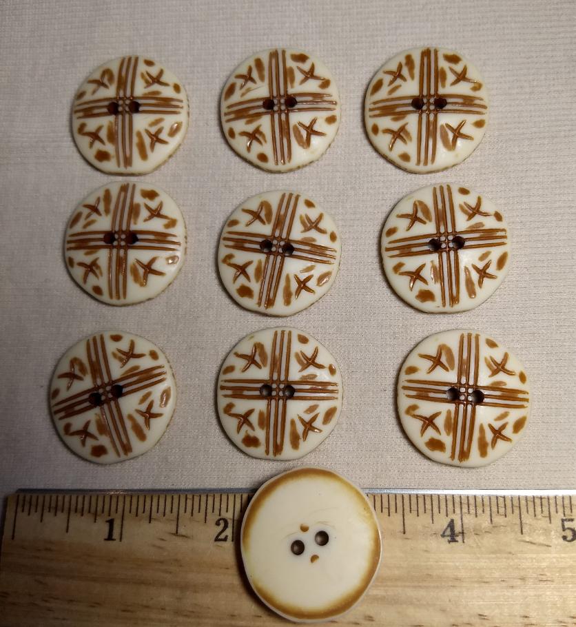 Button #1367 #2 Hole #Brown #Imitation #Bone #Abs #10pc