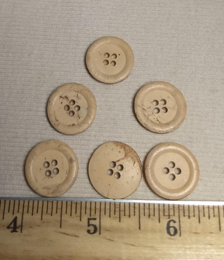 Button #PPC004 #4 Hole #Cream #Coconut #Rim #Wood #10pc