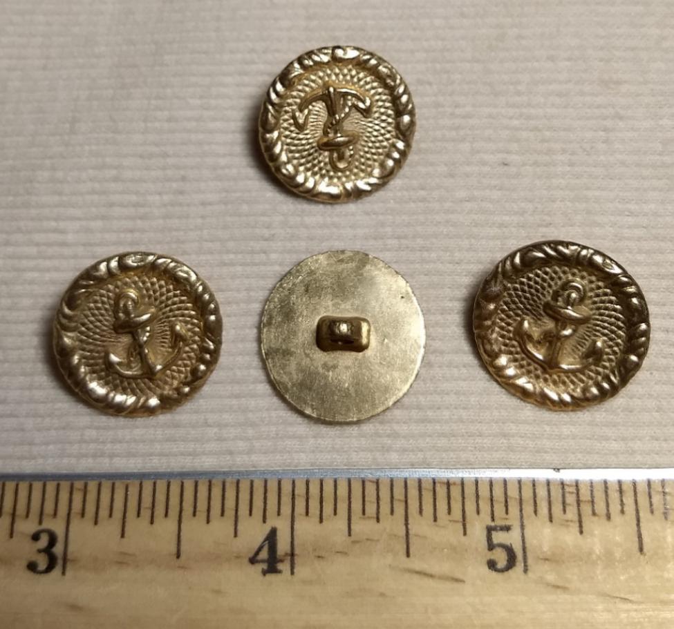 Button #6168 #Shank #Antique-Gold #Rim #Metal #Anchor #10pc