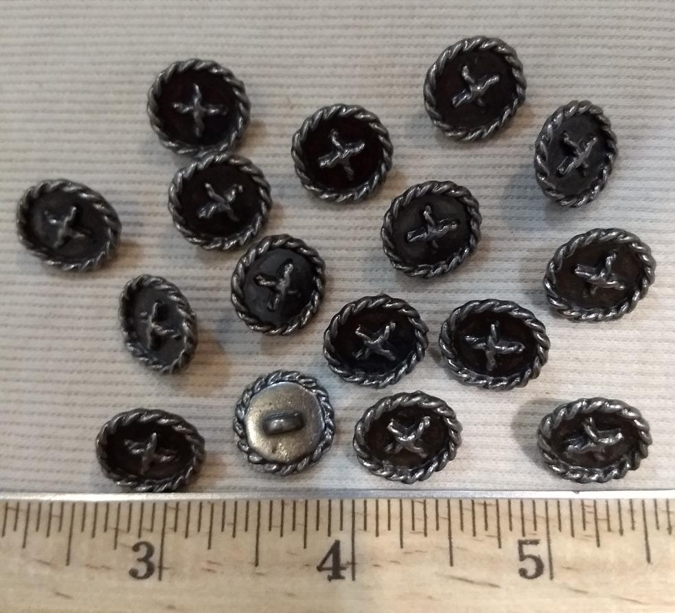 Button #PS329 #Shank #Antique-Silver #Rim #Metal #10pc