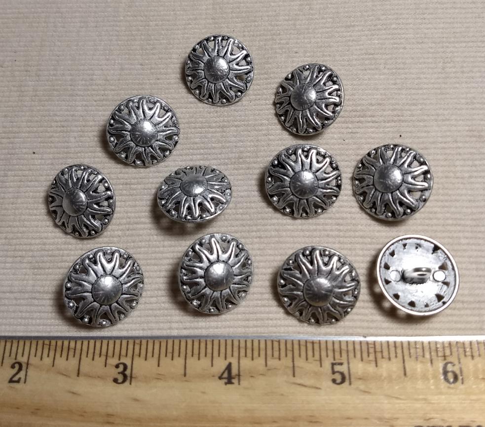 Button #K5062 #Shank #Antique-Silver #Rim #Metal #10pc