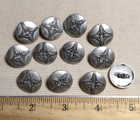 Button #6106 #Shank #Antique-Silver #Metal #10pc