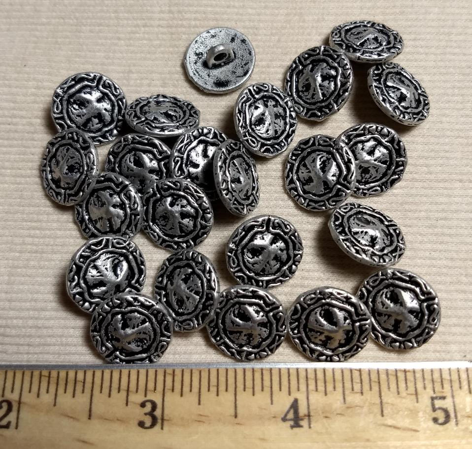 Button #6139 #Shank #Rim #Antique-Silver #Metal #10pc