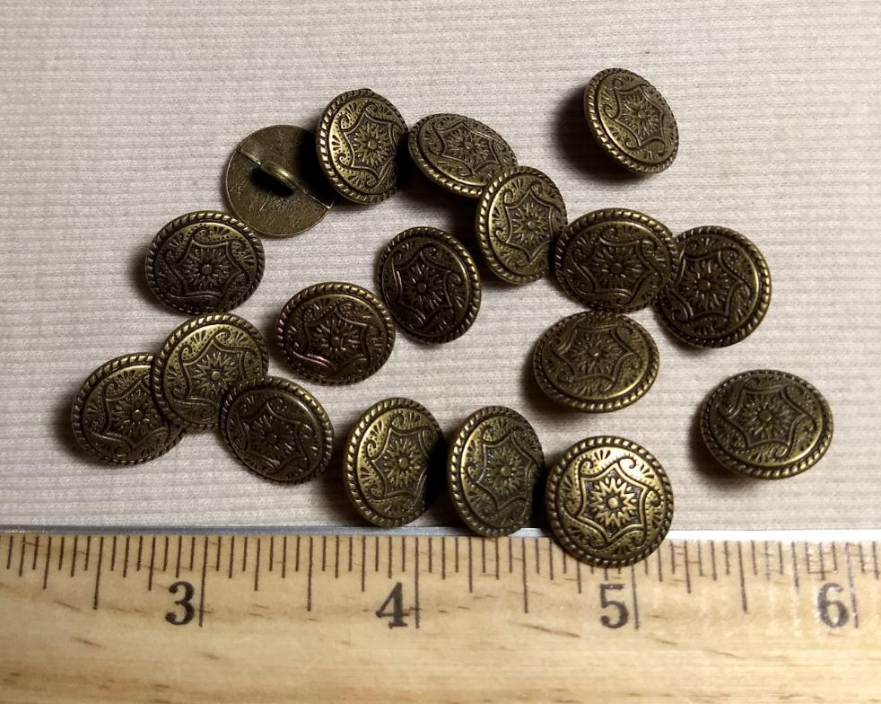 Button #M568 #Shank #Antique-Gold #Rim #Metal #10pc