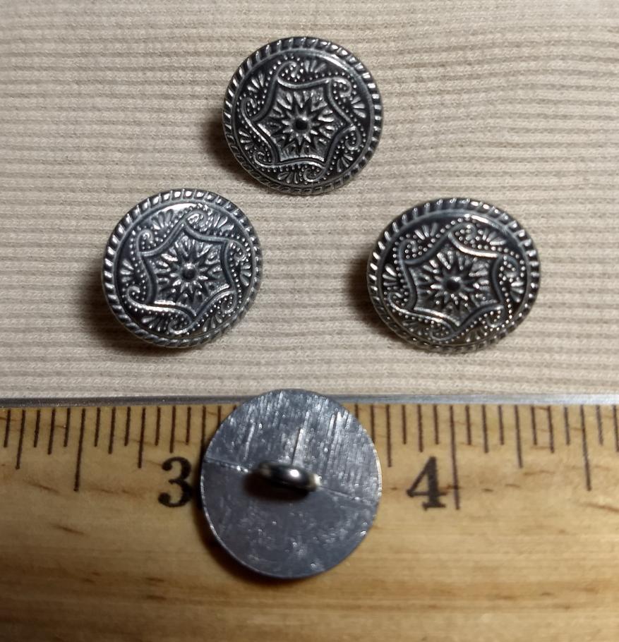 Button #AL6584 #Shank #Antique-Silver #Metal #10pc
