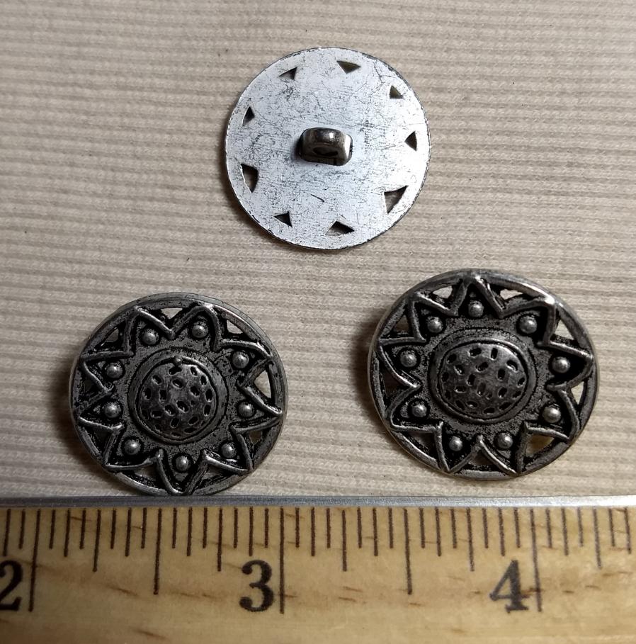 Button #6143 #Shank #Antique-Silver #Rim #Metal #10pc