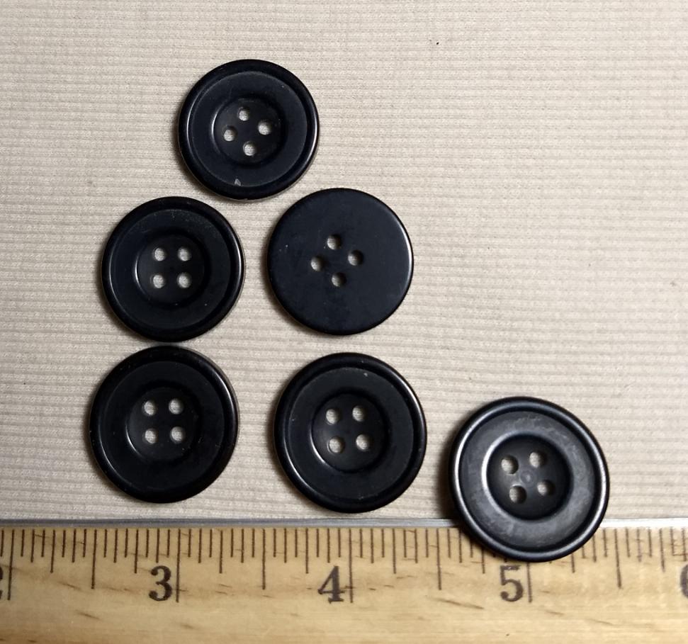 Button #1135 #4 Hole #Black #Rim #Basic #Polyester #10pc